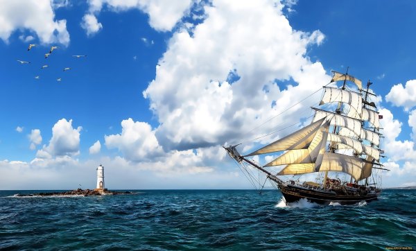 Корабль на закате