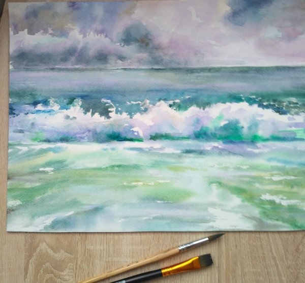 Море акварелью для начинающих