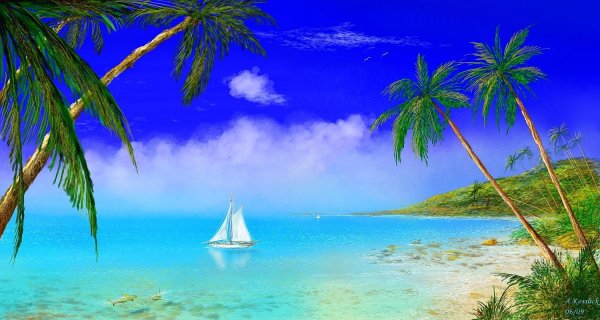 Морской пейзаж раскраска