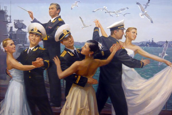 Моряки на корабле живопись