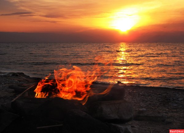 Костер на берегу моря