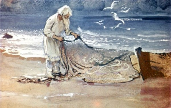 Пушкин старик и Золотая рыбка