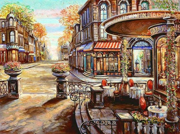 Кафе на старых улочках Италии живопись