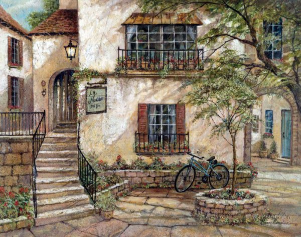 Кафе на старых улочках Италии живопись