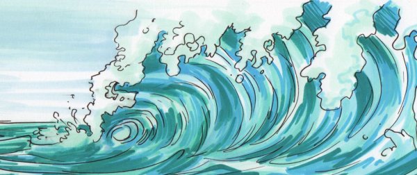 Волны в мультяшном стиле