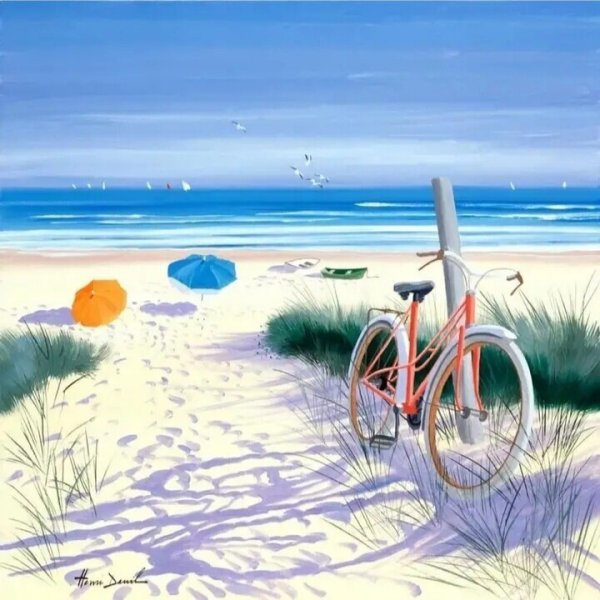 Картина с двумя велосипедами