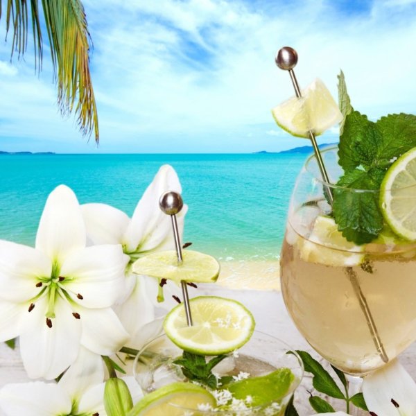 Апельсины на фоне моря