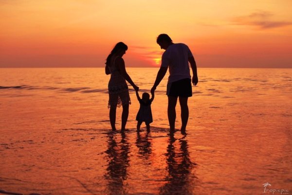 Семья на берегу океана