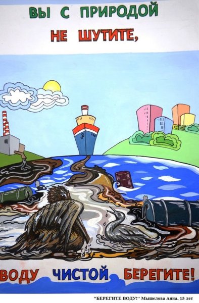 Рисунок на тему загрязнение воды