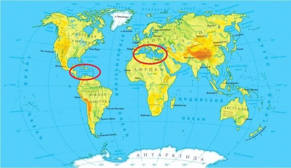 Моря индийского океана на карте