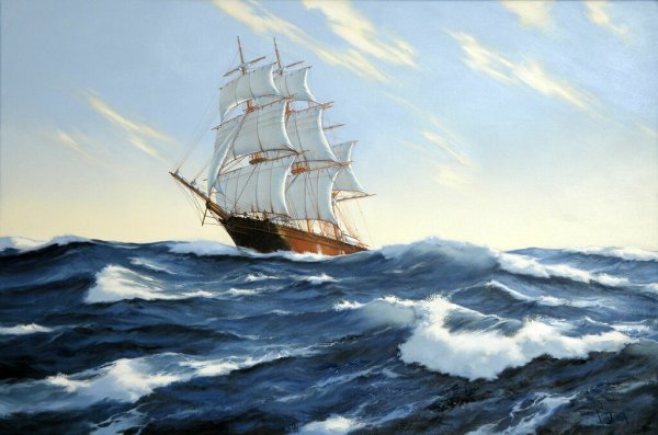 Корабль по морю плывет