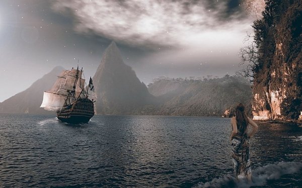 Корабль в океане