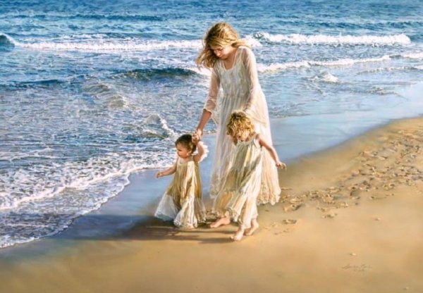 Картина мама с дочкой