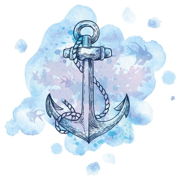 Акварелью картина с якорем