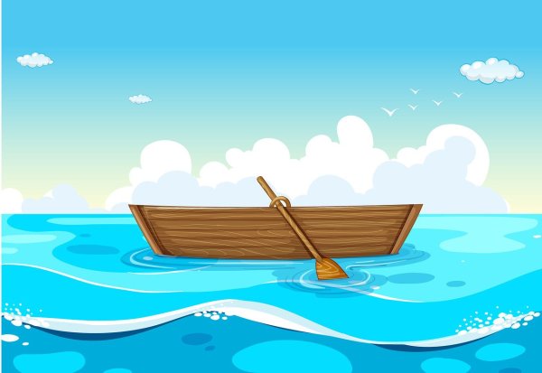 Волны на лодке нарисовать