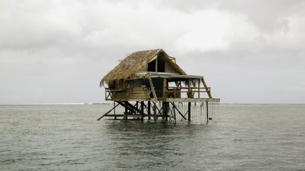 Дом в море на сваях