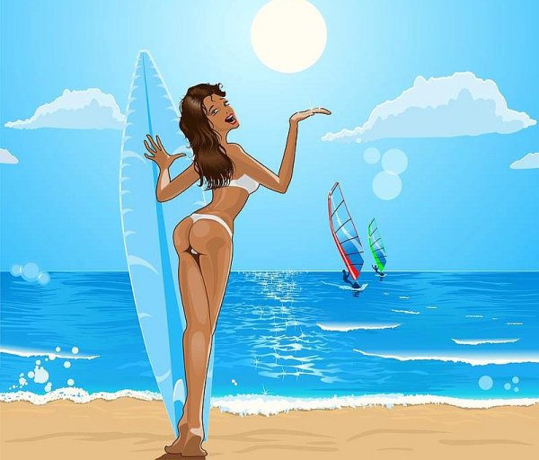 Мультяшные девочки на море