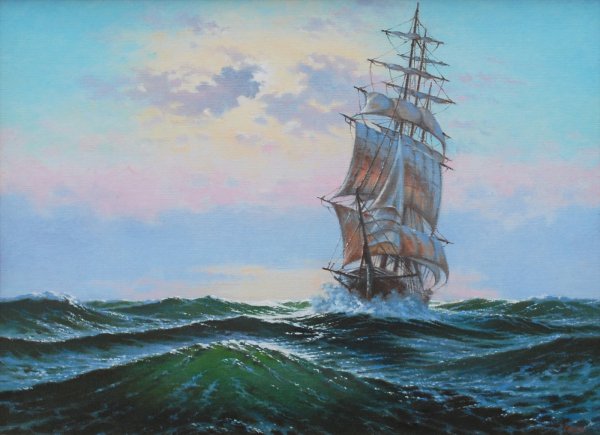 Пейзаж с кораблем