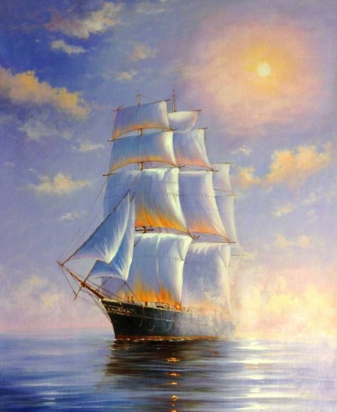 Художник Южаков картина парусник