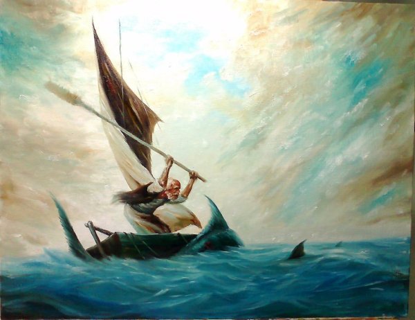 Старик и море акулы