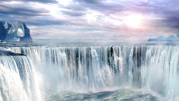 Горы скалы водопад