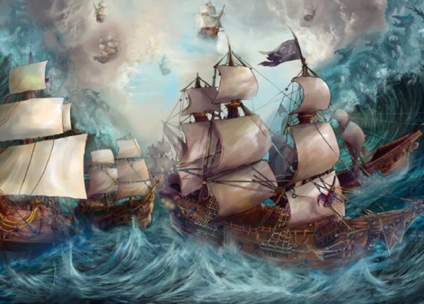 Пиратский корабль для декупажа