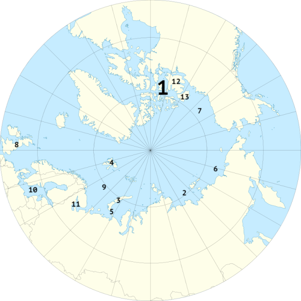 Территориальные воды России в Арктике на карте