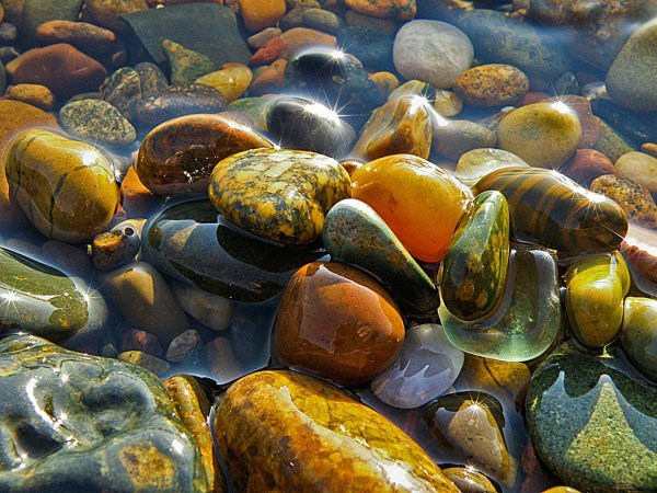 Разноцветные морские гальки