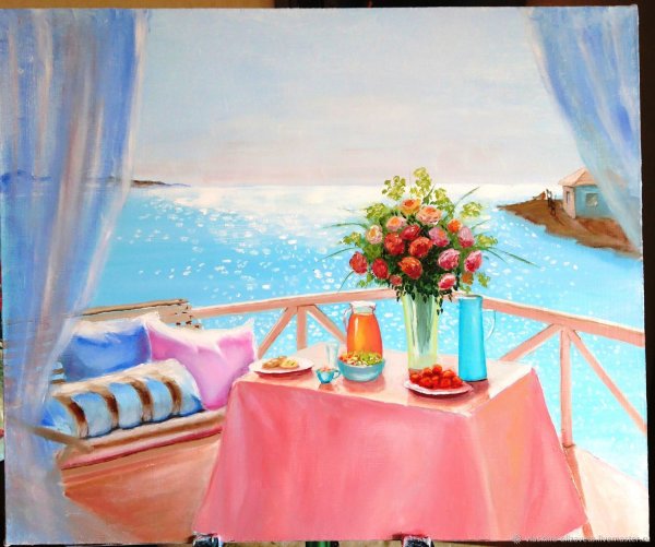 Чашка кофе на берегу океана