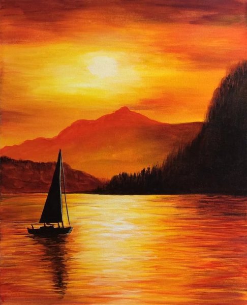 Море цветными карандашами