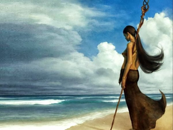 Девушка на берегу моря фэнтези