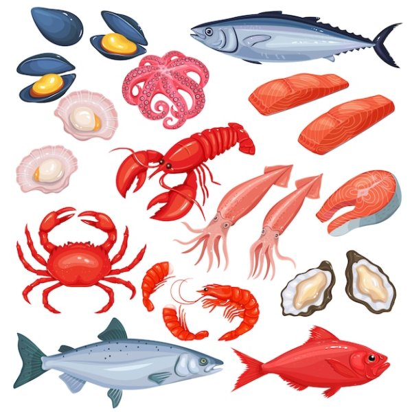 Морепродукты мультяшные