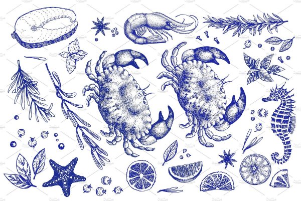 Морепродукты акварель