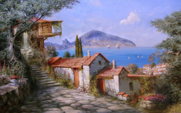 Домик в горах с видом на море