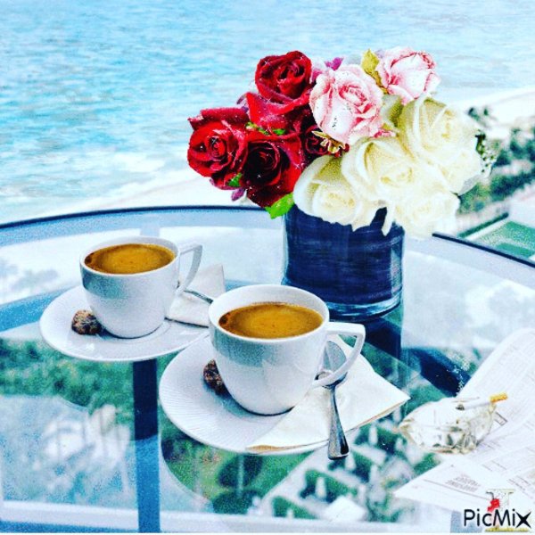 Утро море завтрак