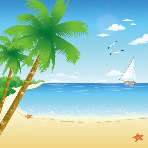 Летний пляж рисунок