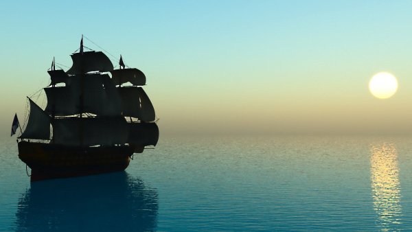 Корабль уплывает вдаль