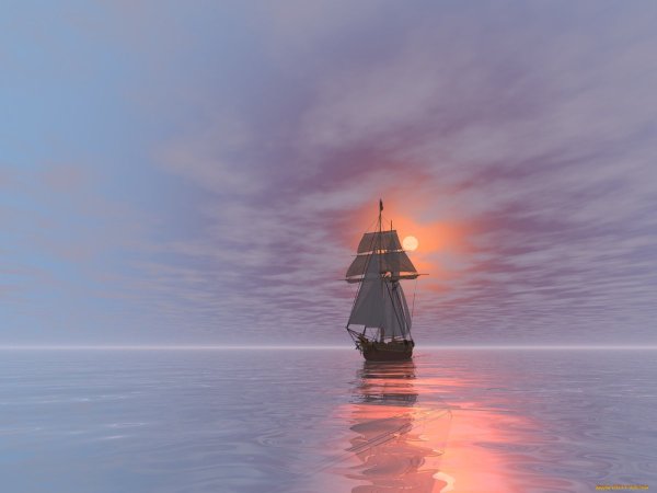 Фотообои парусник в море