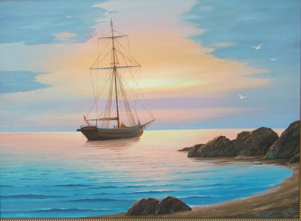 Пейзаж корабль в море