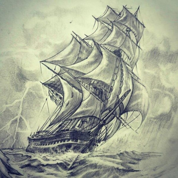 Тату корабль эскиз