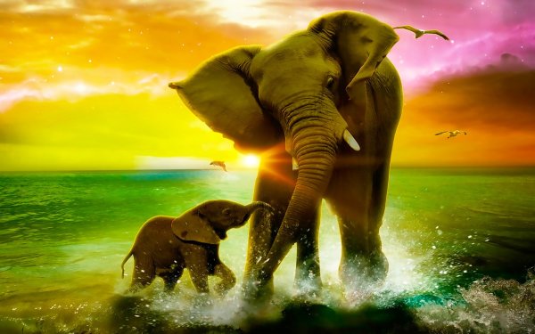 Слон и море Шри Ланка