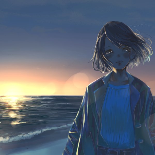 Девочка и море арт