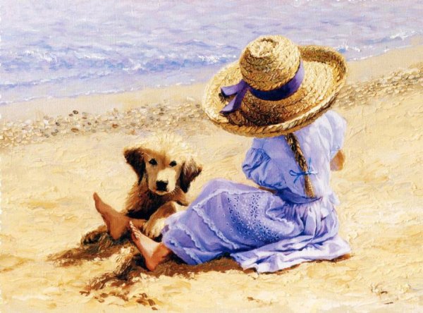 Дама в шляпе с собачкой