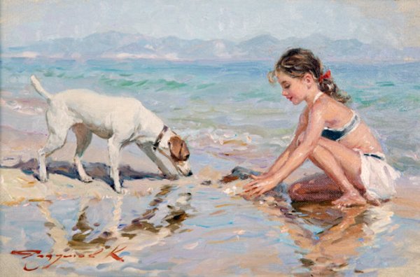 Художник Константин Разумов девочка с собакой