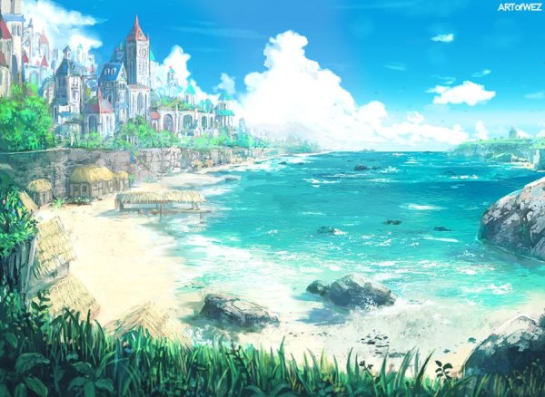 Фэнтези город у моря