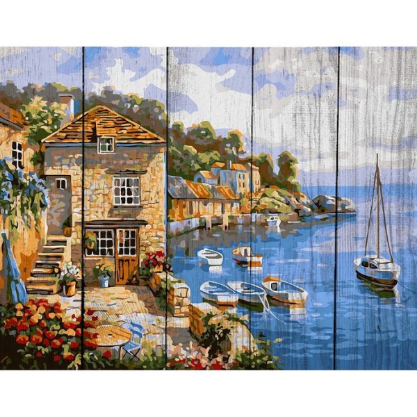 Белоснежка картина по номерам "Солнечная бухта" 40х50 см