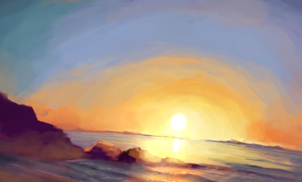 Рисование морского пейзажа для детей