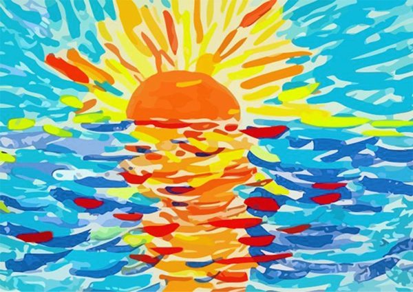 Закат на море живопись