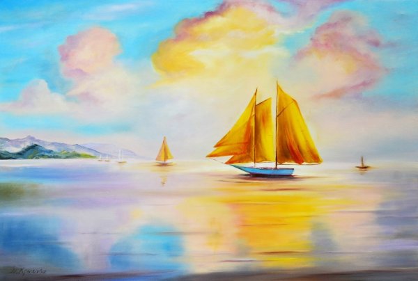 Морской пейзаж акварелью для начинающих