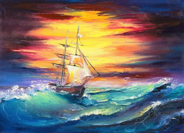 Морской пейзаж красками